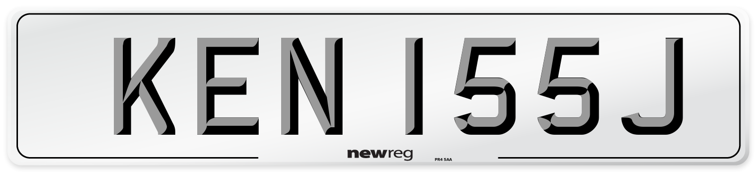 KEN 155J Number Plate from New Reg